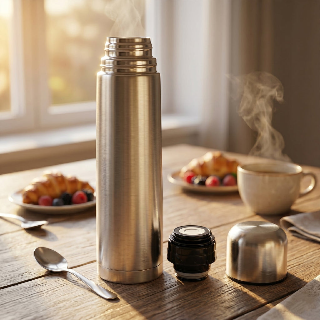 ALVENZA Stainless Steel Vacuum Flask – 1000ML with Carry Bag & Spoon