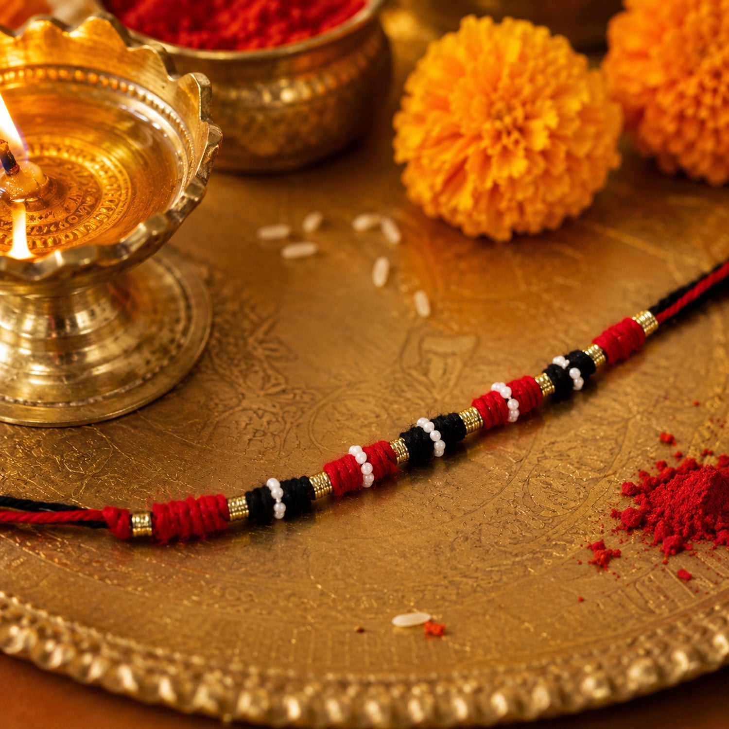 Rakhi Traditional Beaded Thread for Raksha Bandhan - Detail View 5