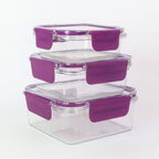 ALVENZA Airtight Square Food Storage Containers – Leakproof 3-Pc Set