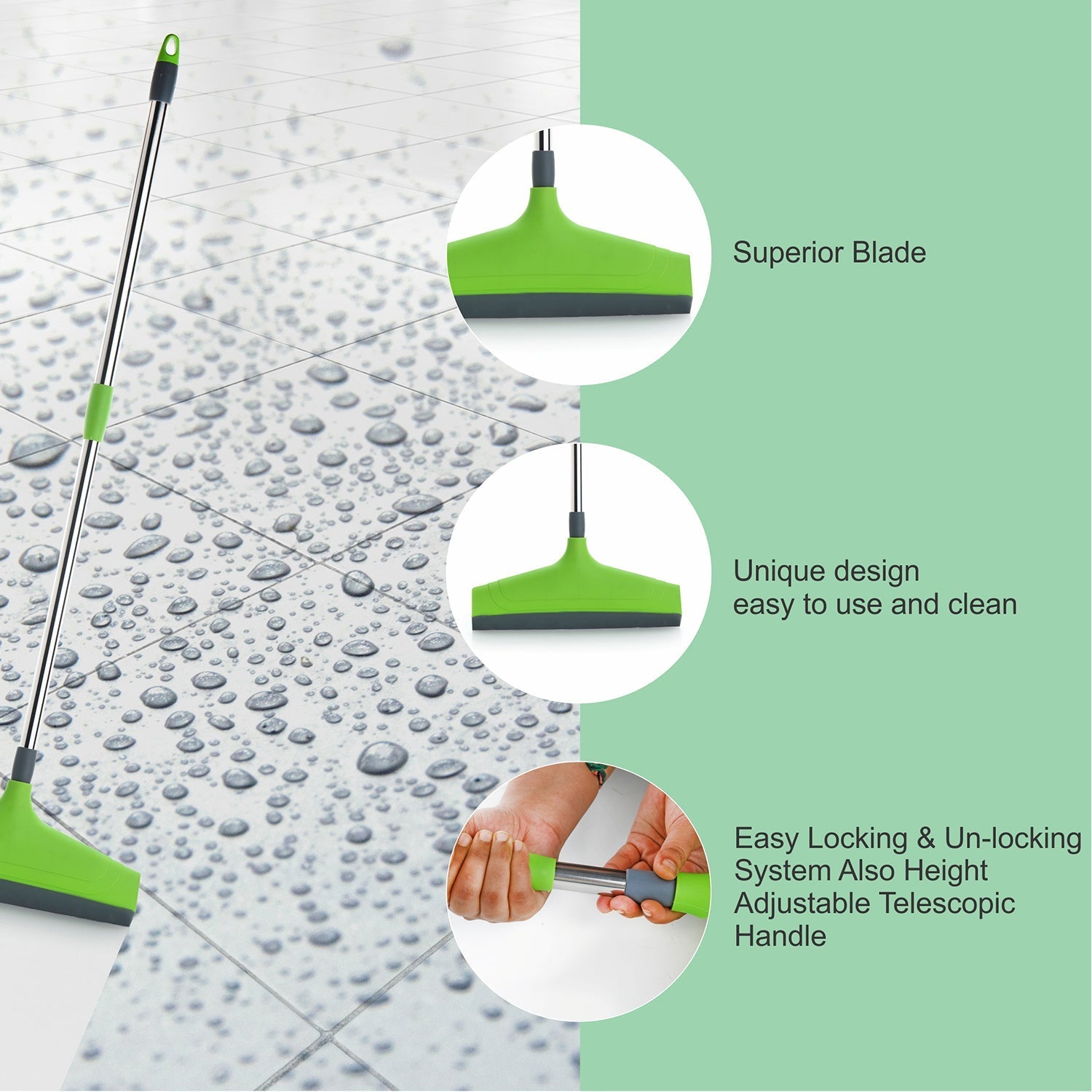 ALVENZA Adjustable Floor Wiper – Stainless Steel Handle | Pro Clean