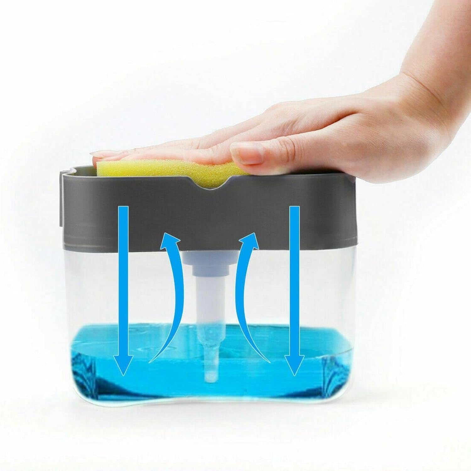 2-in-1 Soap Dispenser Built-in Scrub Holder & Organiser | Konvex - Front View