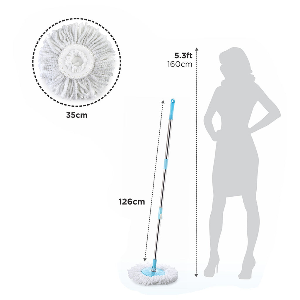 ALVENZA 360 Spin Mop with Wheels – Microfiber, Auto-Fold Handle | Ganesh