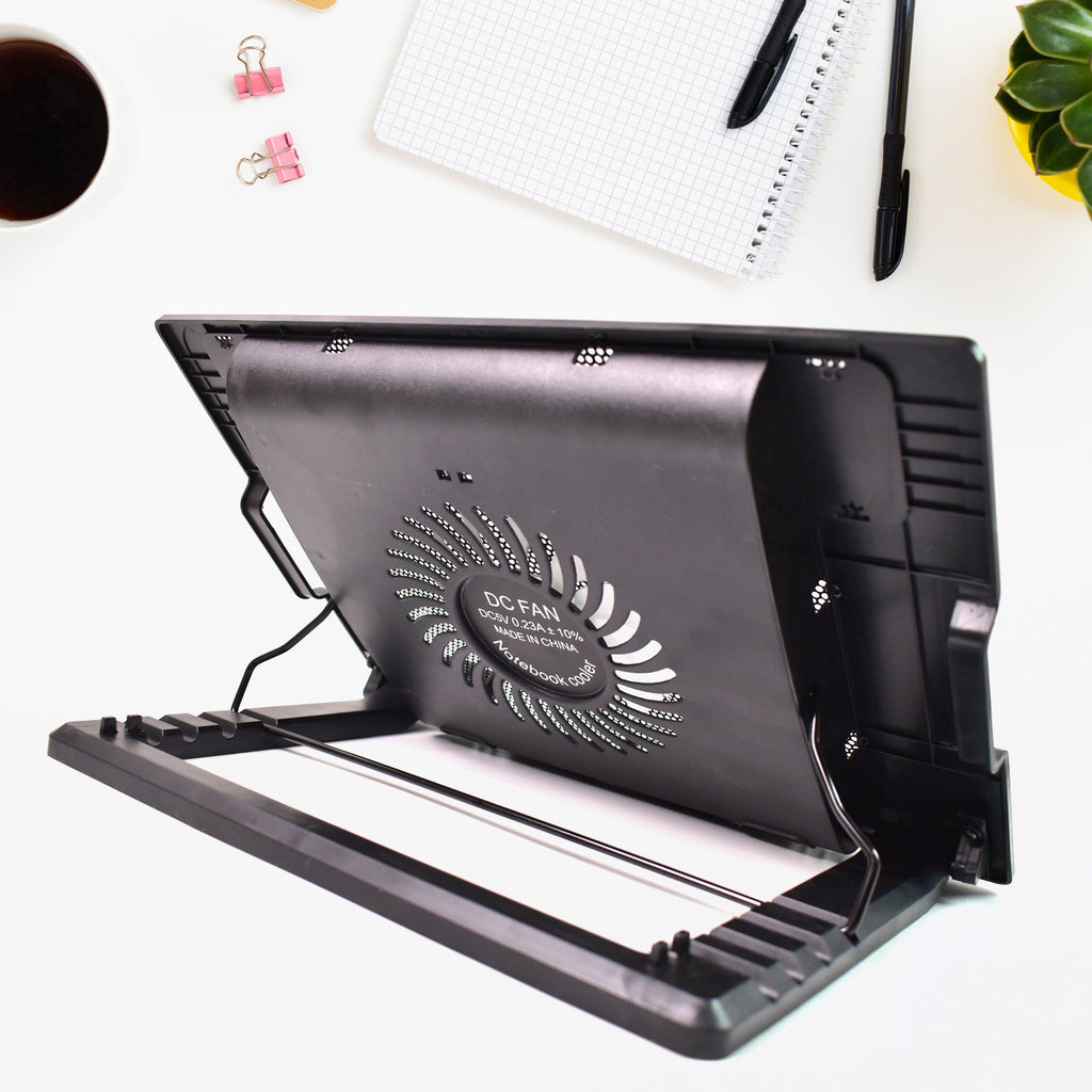 ALVENZA Laptop Cooling Pad – Adjustable Stand, Dual Fan | Indo Glow