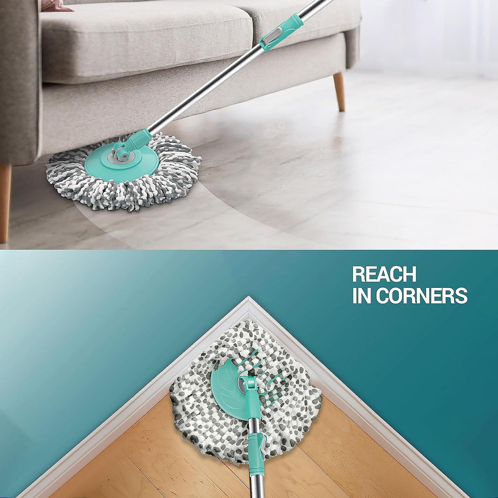 ALVENZA Spin Mop with Bucket – Steel Spin & Microfiber Heads | Ganesh