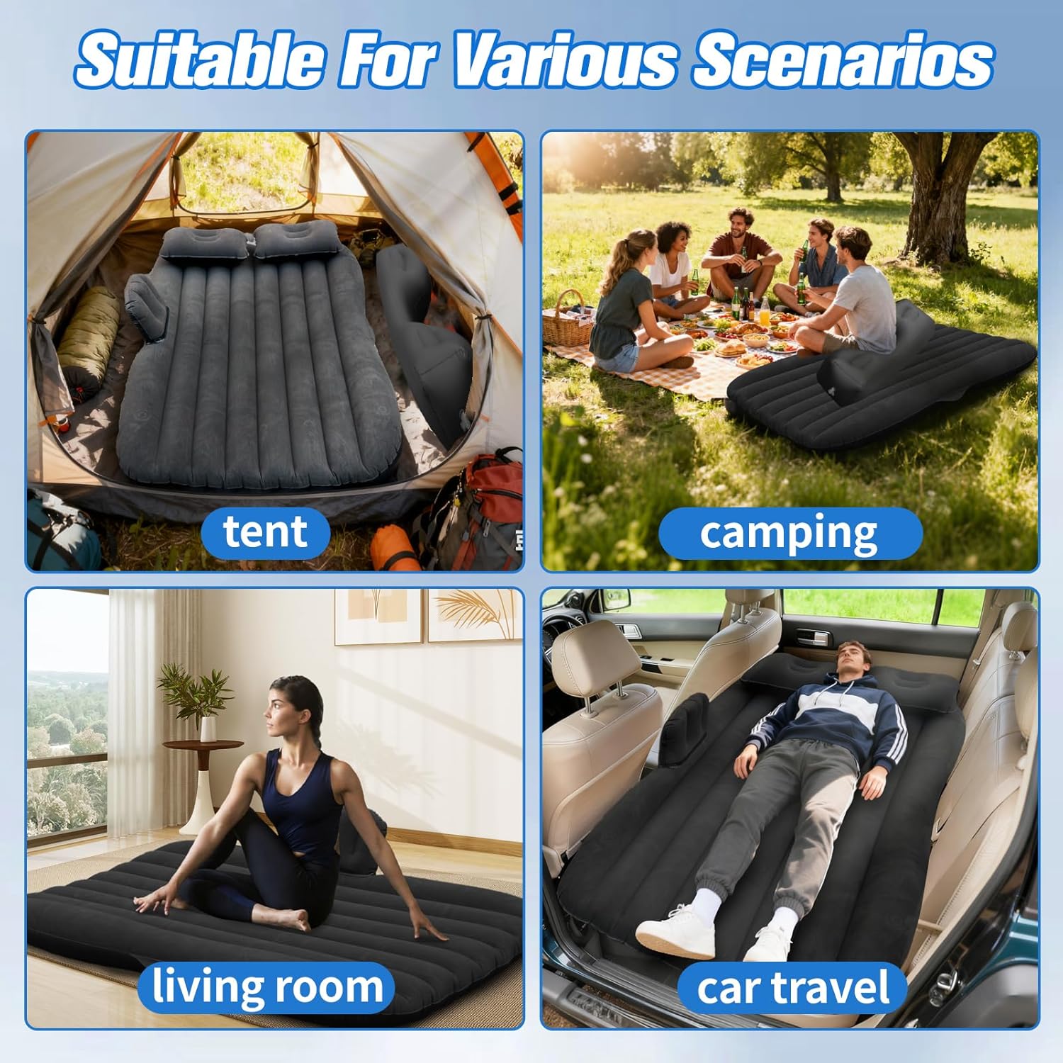 ALVENZA Inflatable Car Air Mattress – Comfortable Travel Sleeping Bed, Car Sofa