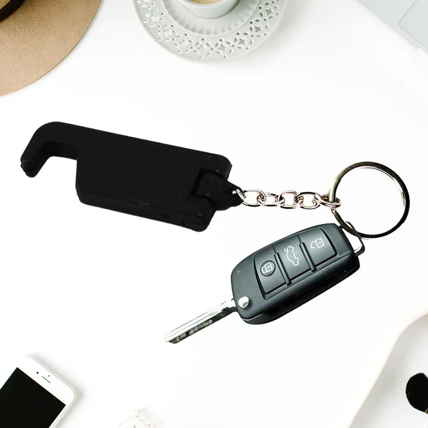 ALVENZA Plastic Keychain Mobile Stand – 2 in 1 Multicolor Phone Holder Set