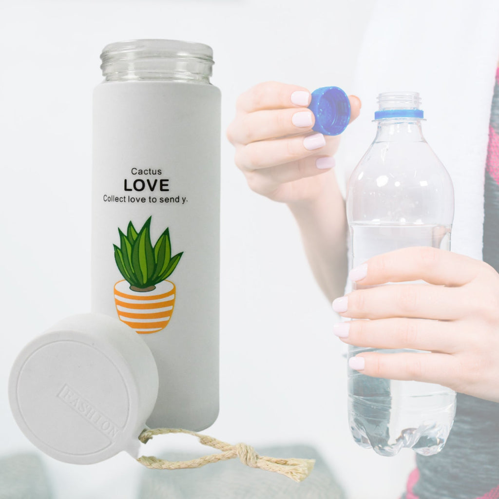 Glass Water Bottle Leakproof 450ml Borosilicate | FitFuzion - Detail View 6