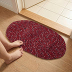 Red Oval Non-Slip Floor Mat Durable & Soft for Indoor Use - Back View