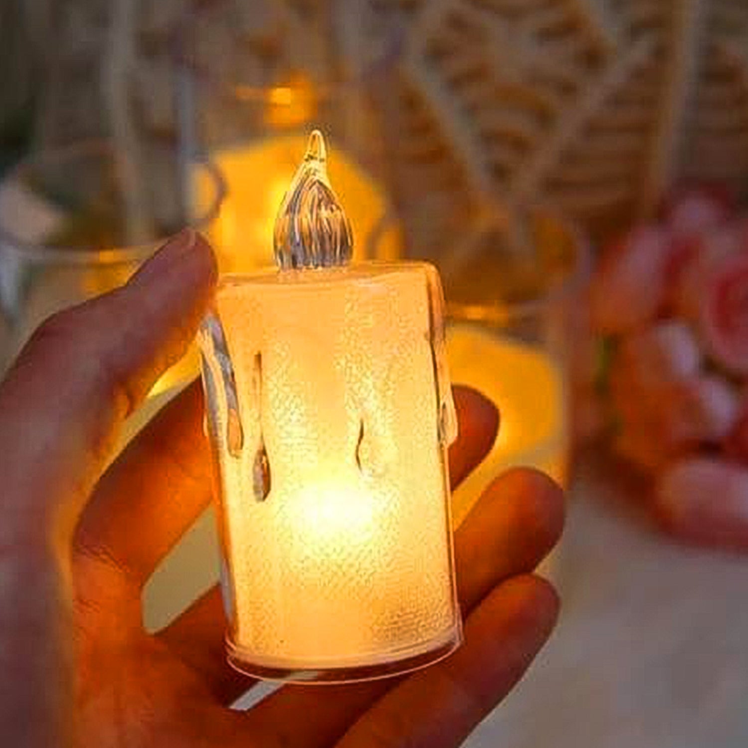 Diwali LED Candle Crystal Glitter Light for Home Decor | Styleva - Detail View 6