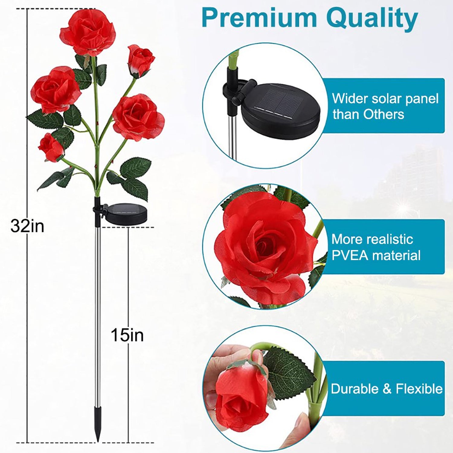 ALVENZA Solar Garden Rose Lights – Waterproof RGB Color Changing | FitFuzion