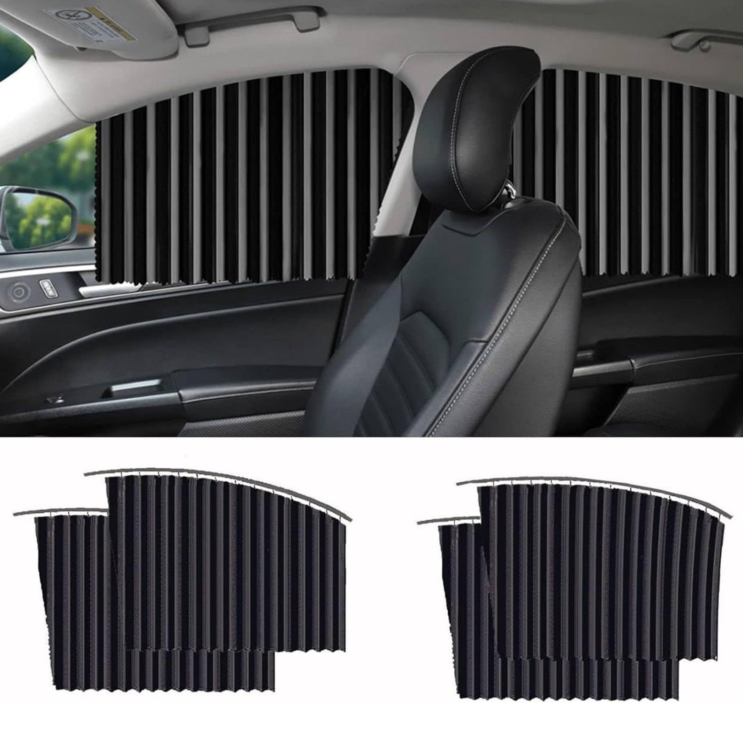 ALVENZA Car Window Sunshade – 4 Pcs Magnetic Set for UV & Privacy | Velvet Wheels