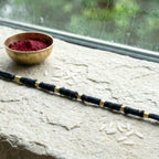 Rakhi Handmade Black Thread with Gold Beads for Raksha Bandhan - Detail View 7