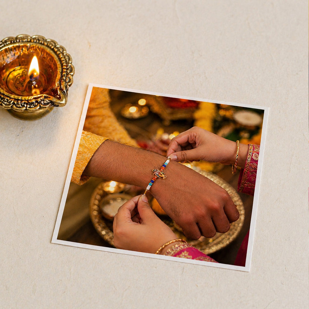 ALVENZA Shop Spiritual Rakhi with Lord Krishna Idol