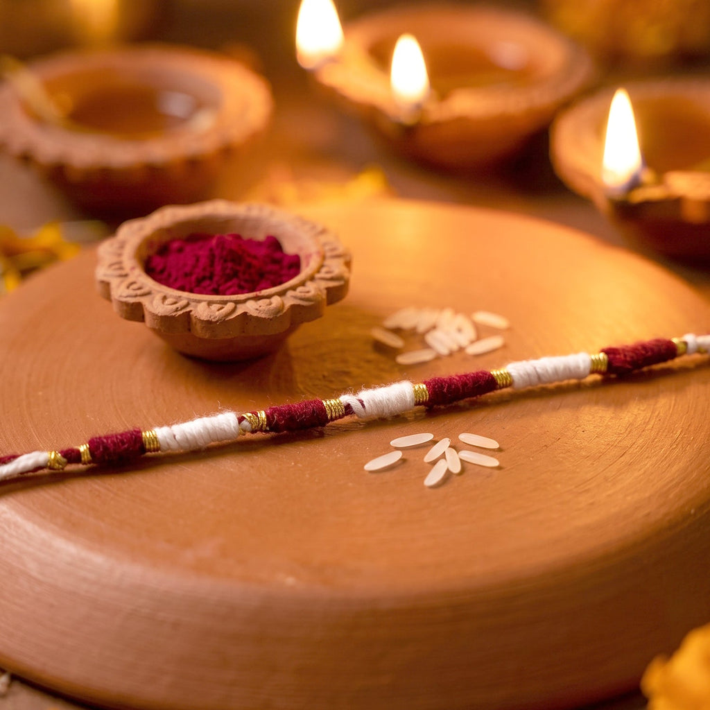 Traditional Pearl Beaded Rakhi Elegant Festive Design for Raksha Bandhan - Detail View 5