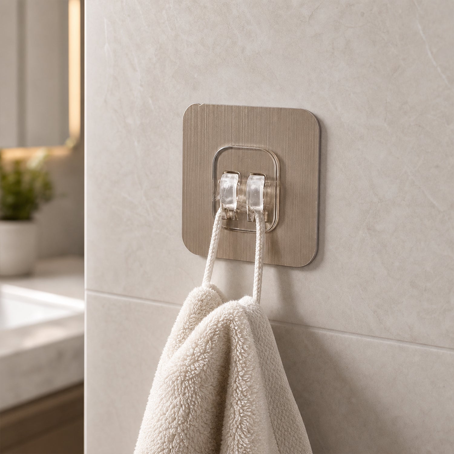 Adhesive Plastic Wall Hook Strong Hold & Easy Installation