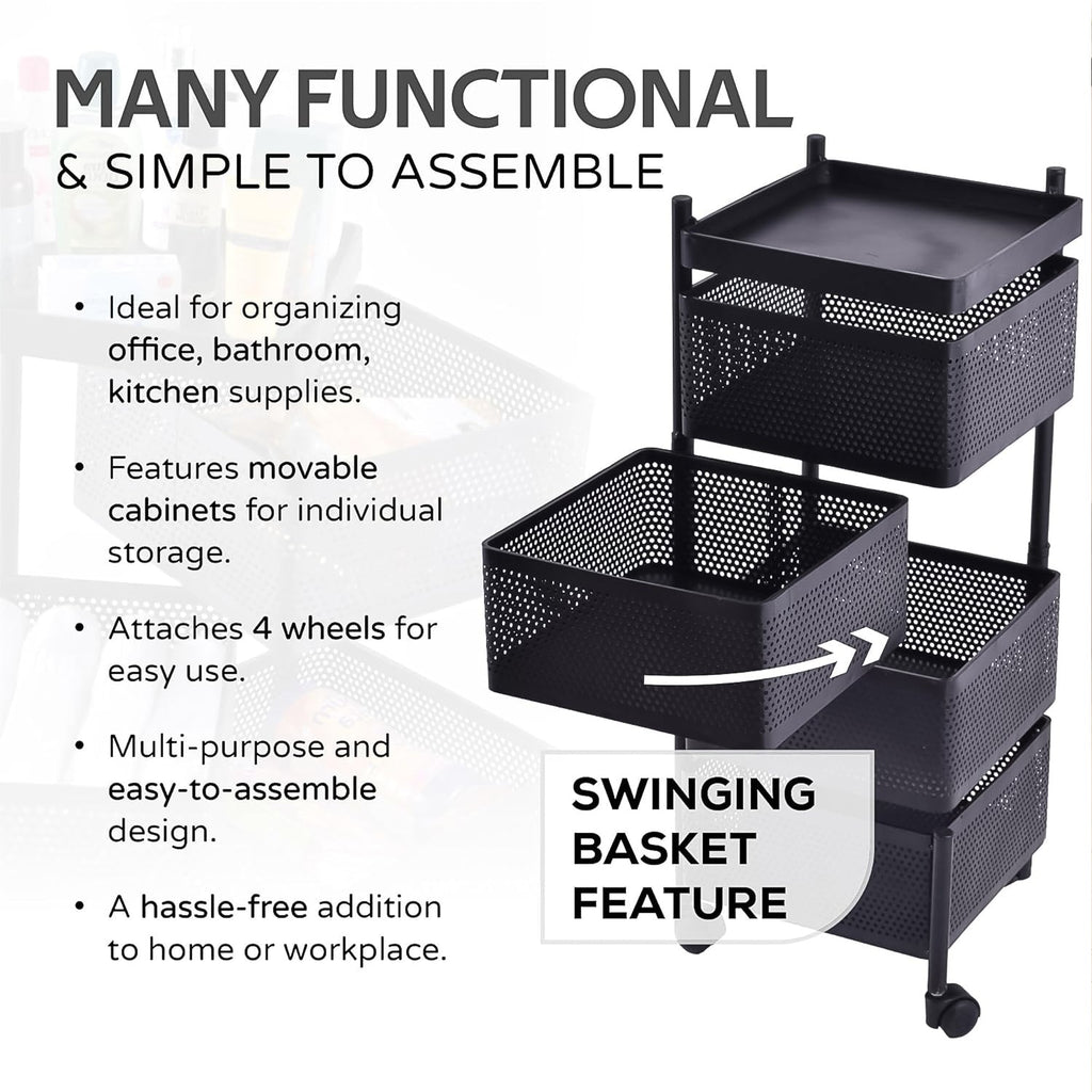 ALVENZA Metal Kitchen Trolley – 4 Layer Durable Storage Rack | Tidy Table