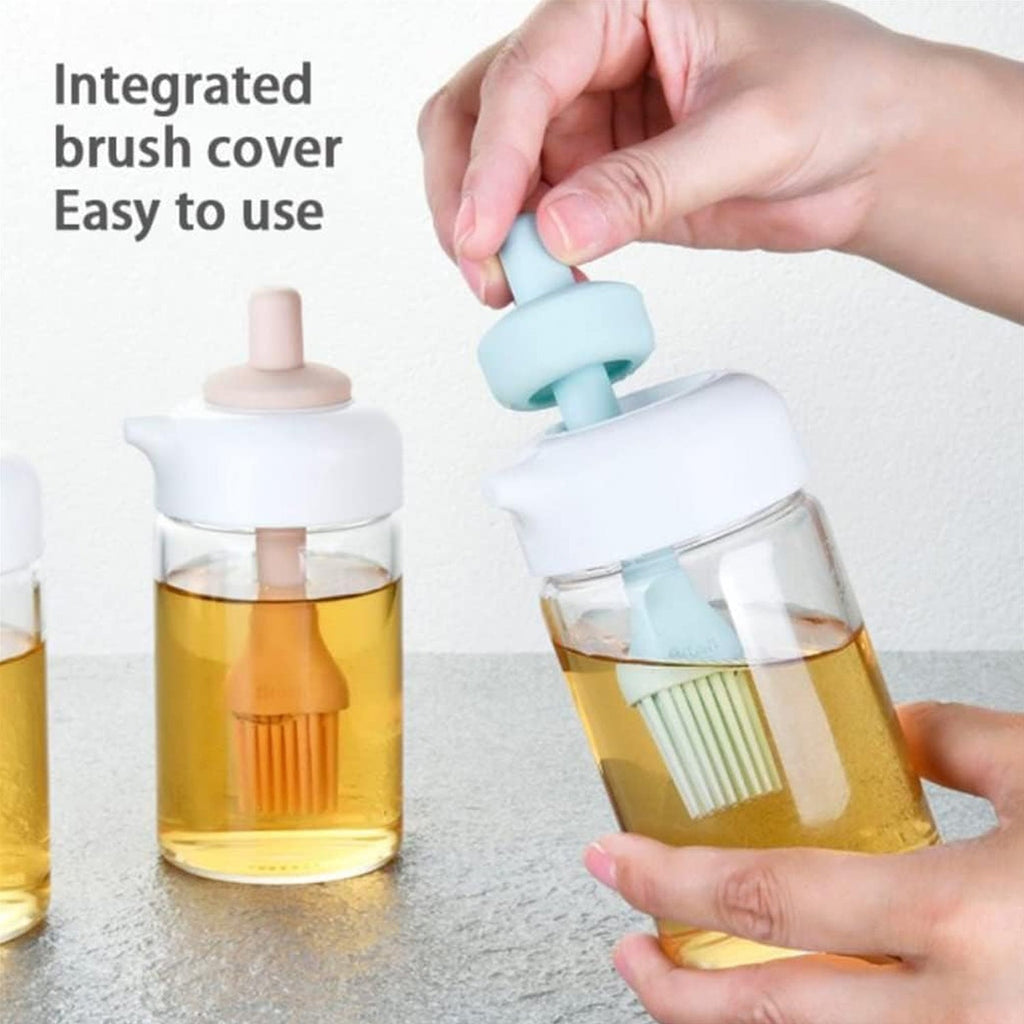 Glass Oil Dispenser with Brush Borosilicate Kitchen Bottle - Detail View 7