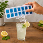Multipurpose Plastic Ice Cube Tray 14-Grid with Lid for Easy Freezing - Detail View 7