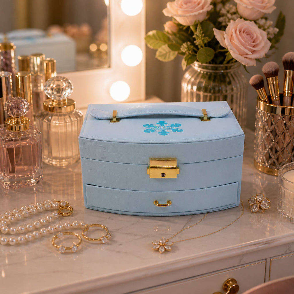 Jewelry Storage Box Multi-Layer Organizer with Mirror for Elegant Storage - Detail View 7