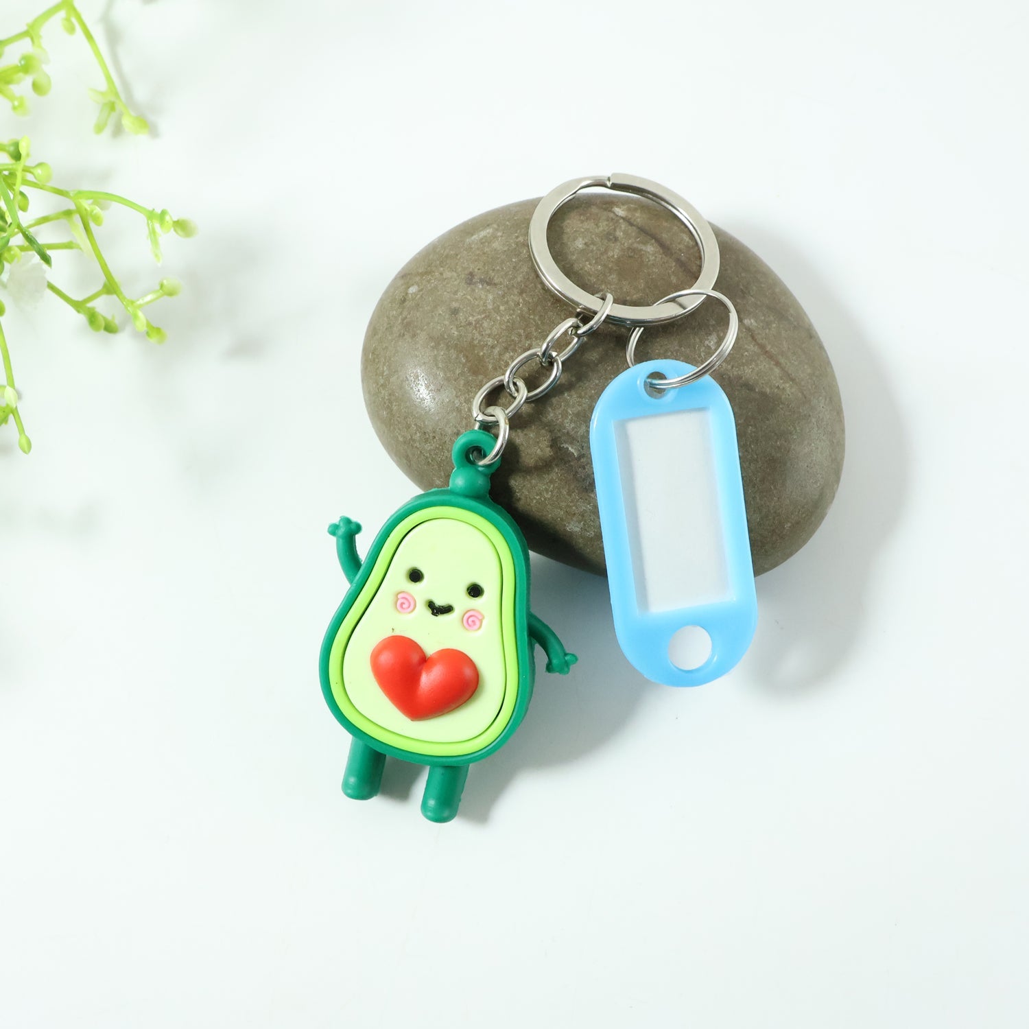 ALVENZA Avocado Cartoon Keychain with Name Tag Holder – Cute & Practical