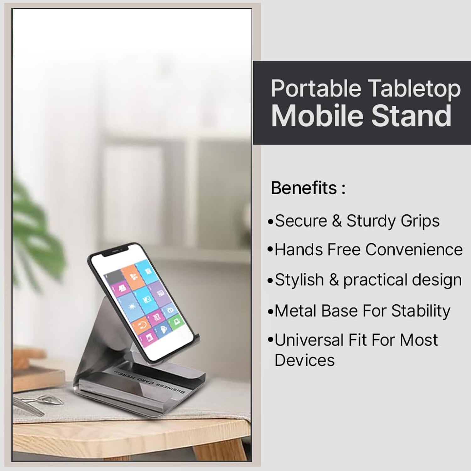 ALVENZA Small Desktop Mobile Phone Stand – Compact Hands-Free Holder