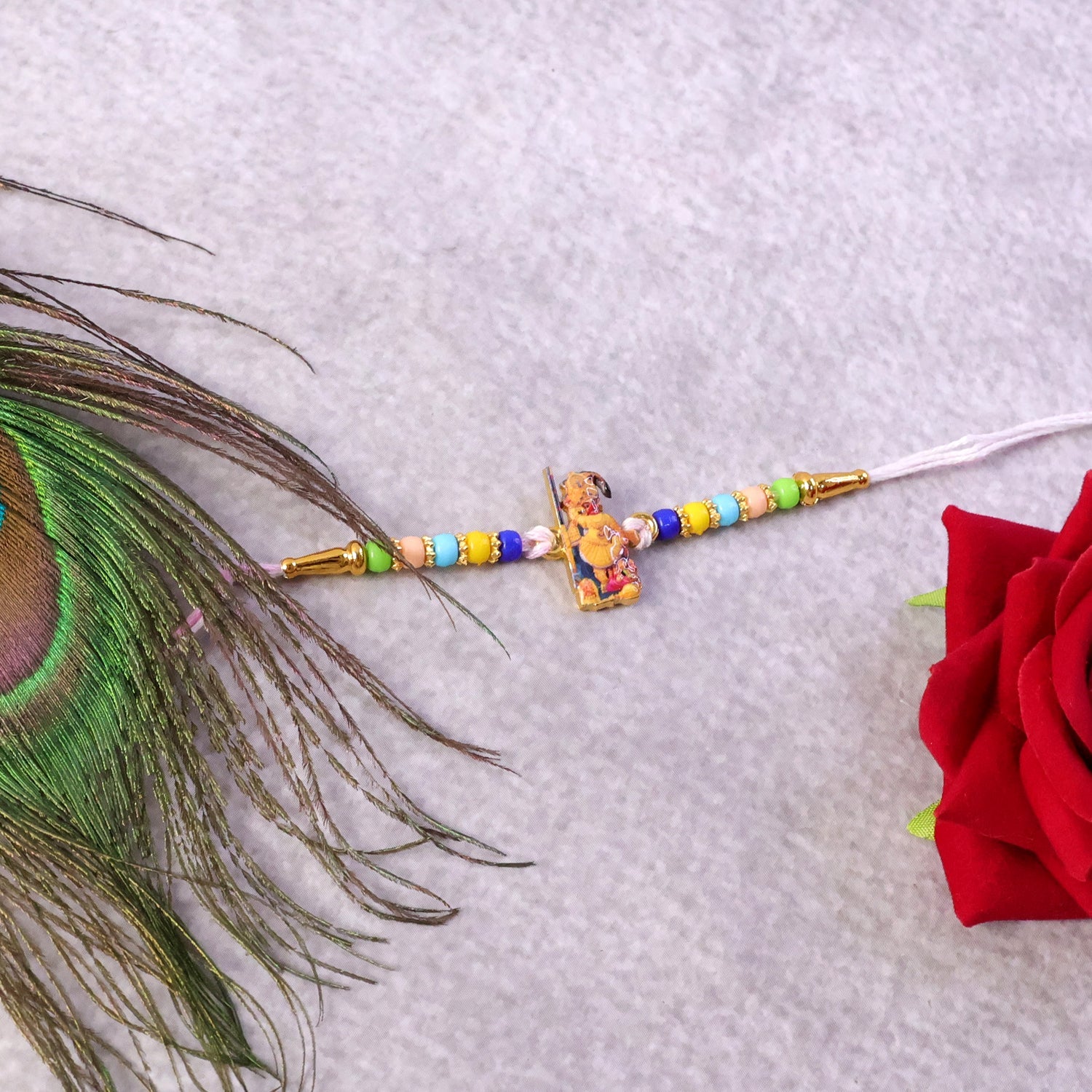 ALVENZA Hanuman Ji Rakhi – Colorful Beads with Soft Thread for Bhaiya