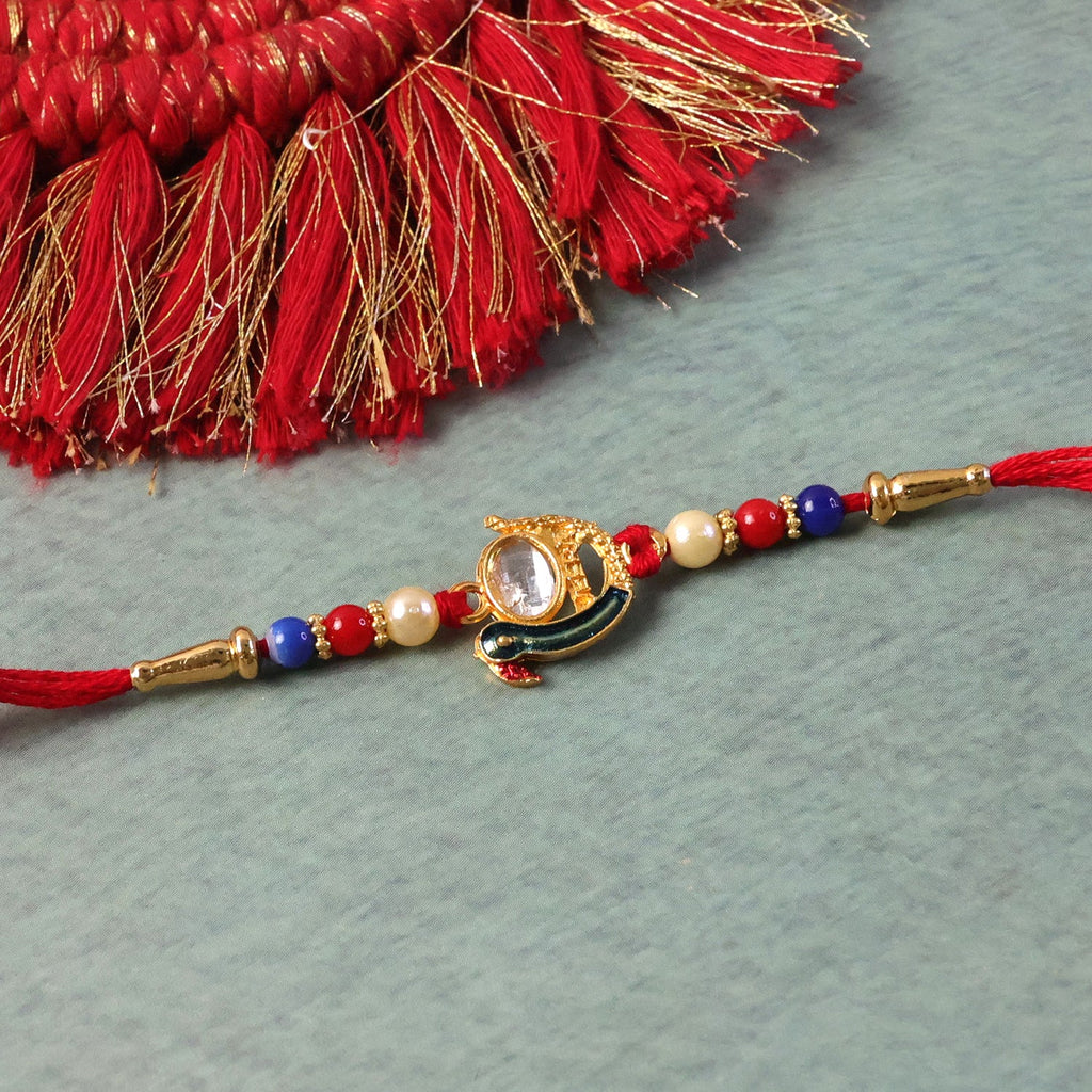 ALVENZA Elegant Stone Studs Rakhi – Traditional Beaded Brother Gift