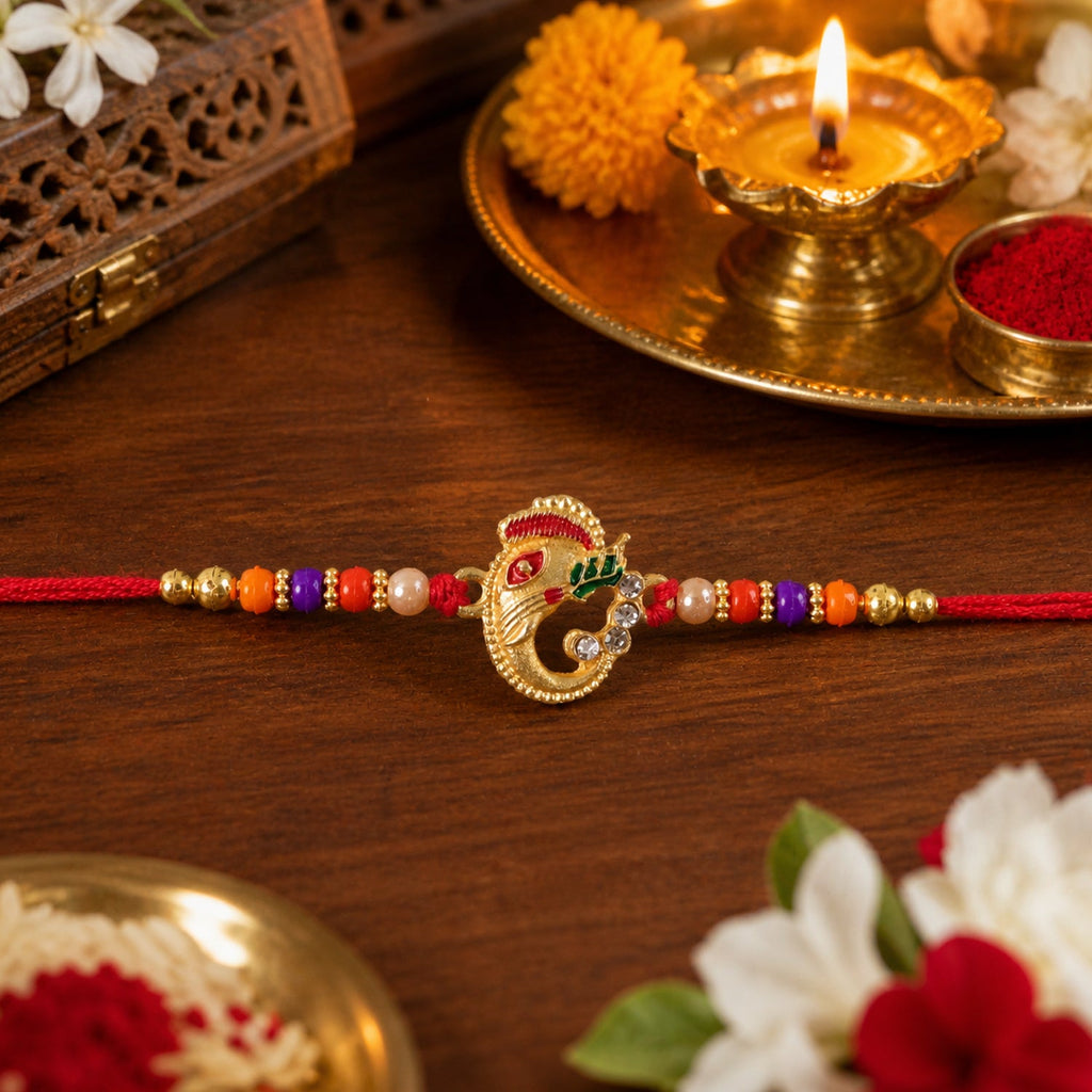 ALVENZA Traditional Ganesh Beaded Rakhi – Embrace Festive Bonding