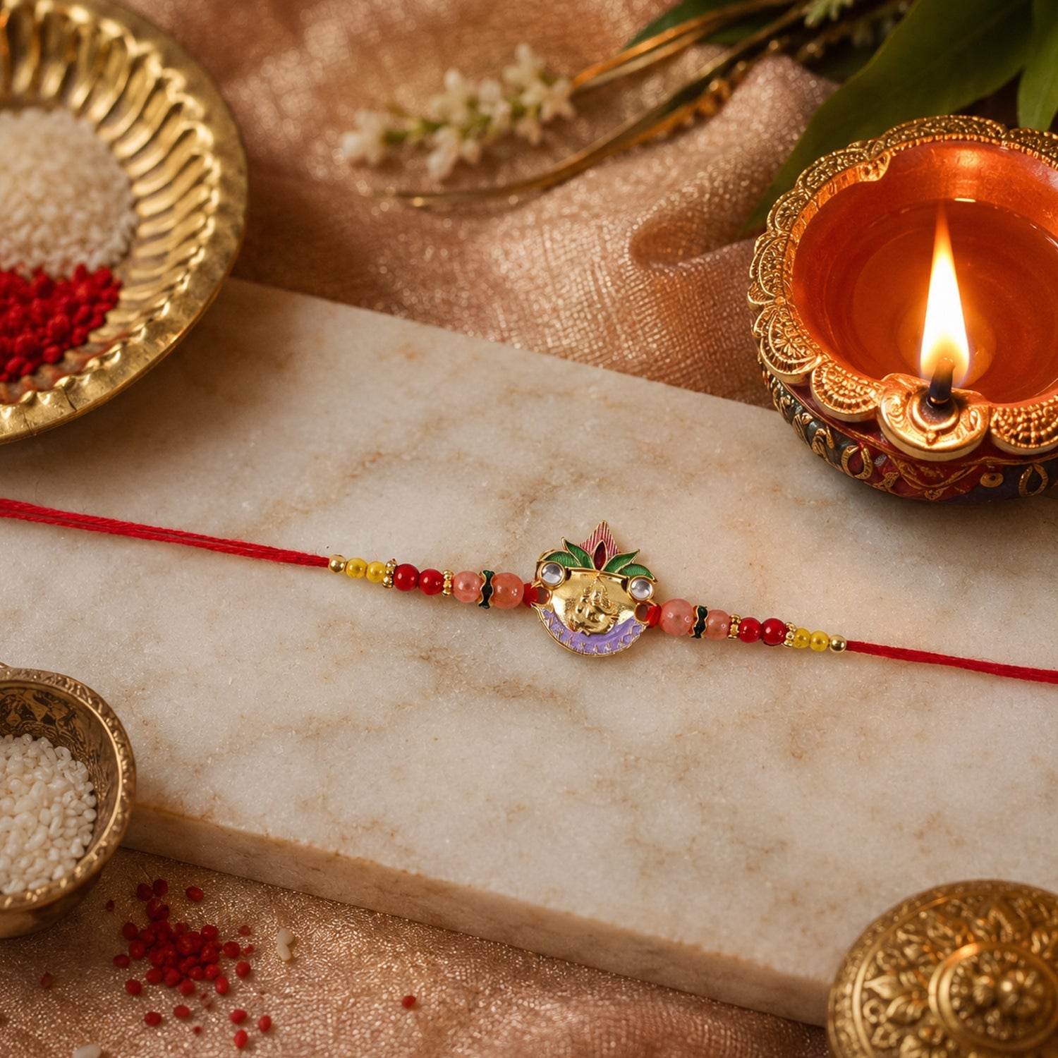 ALVENZA Ganesh Beaded Rakhi – Traditional & Beautiful Brother Gift