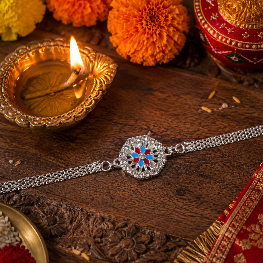 ALVENZA Classic Crystal Rakhi for Brother - Elegant & Traditional