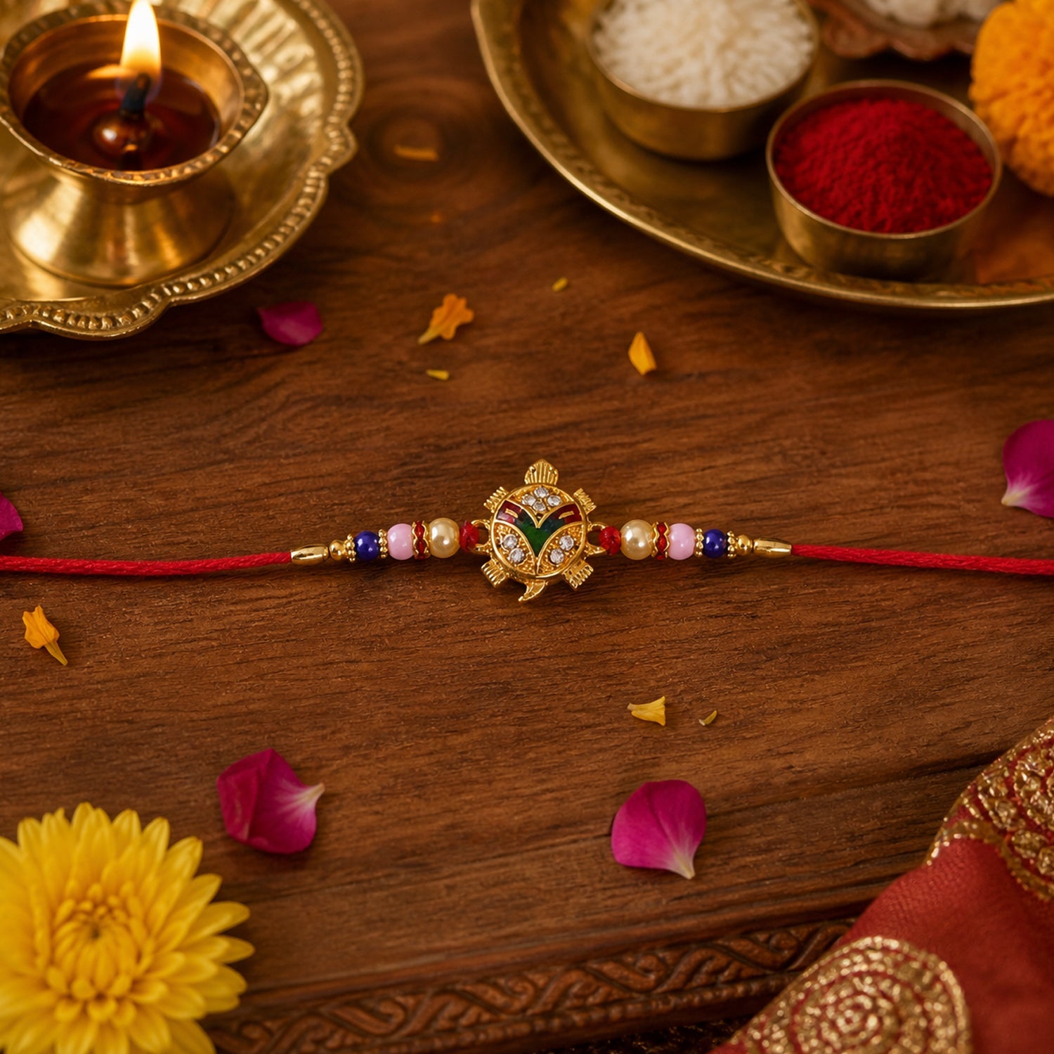 ALVENZA Traditional Tortoise Charm Rakhi - Lucky & Protective Symbol