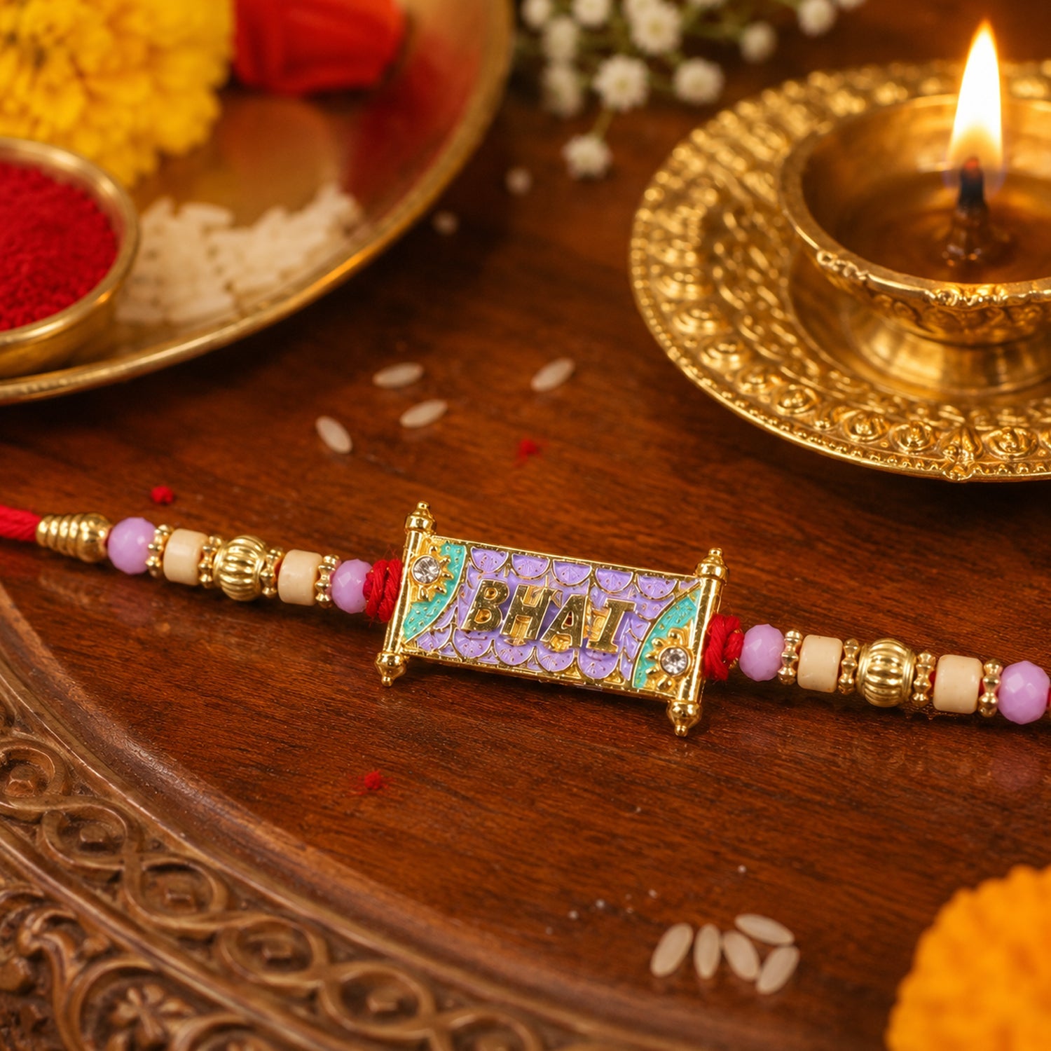 ALVENZA Colorful Beads Rakhi – Soft Thread & Stylish Appeal for Rakha