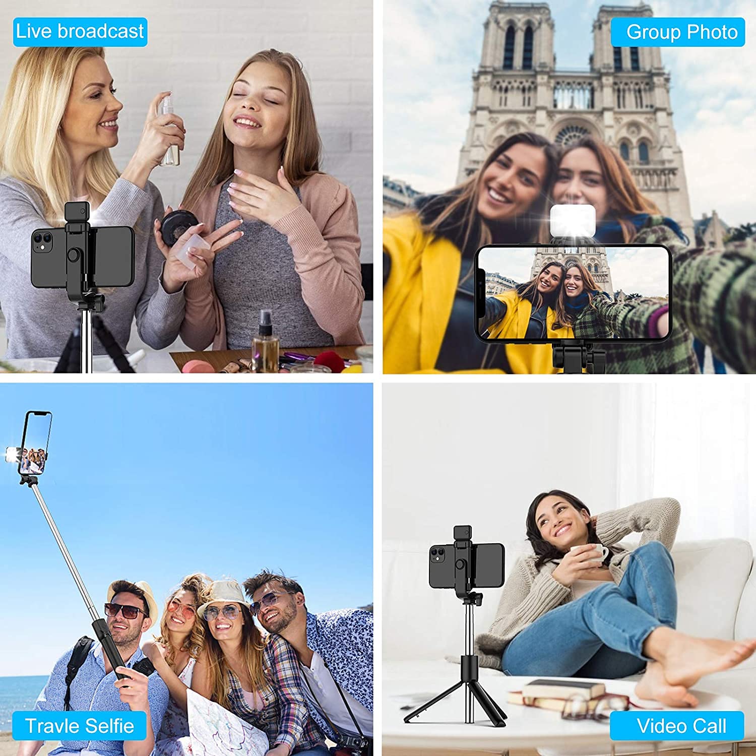 ALVENZA Wired Selfie Stick – 70cm Extendable Handle Tripod Stand