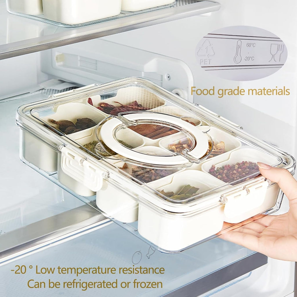 ALVENZA 6-Compartment Fridge Storage Box – Leak-Proof, Space-Saving Organizer