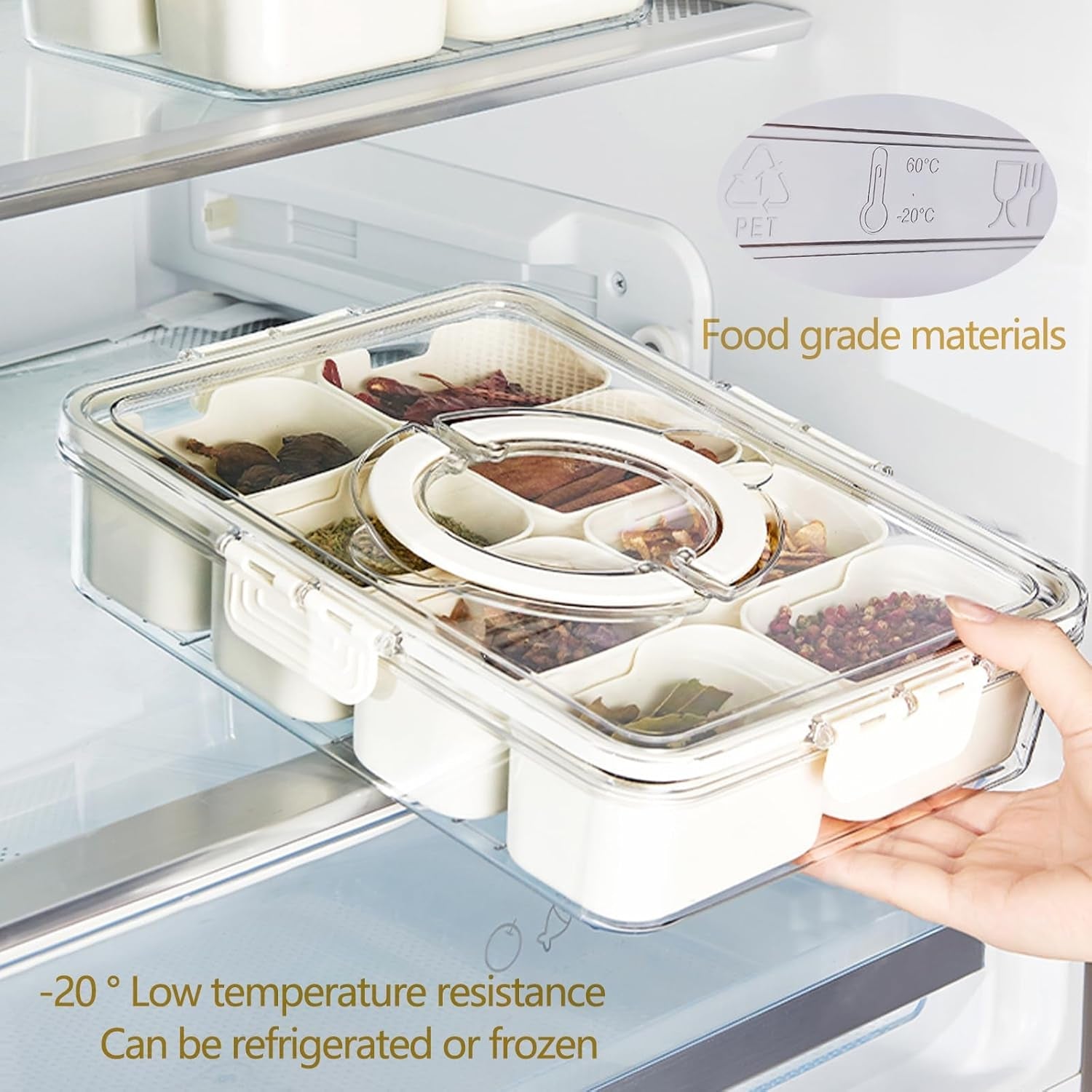 ALVENZA 6-Compartment Fridge Storage Box – Leak-Proof, Space-Saving Organizer