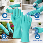 Large Victor Green Rubber Gloves Reusable & Waterproof for Kitchen - Back View