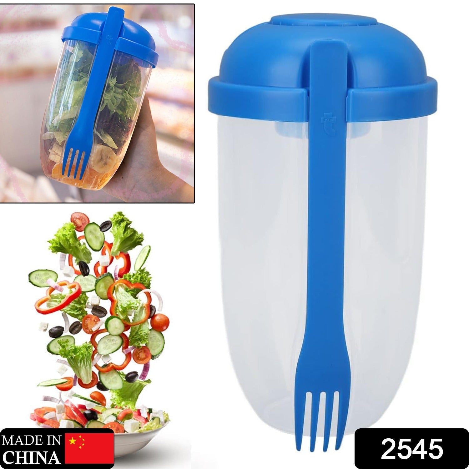 Fruit and Vegetable Salad Cups Easy to Clean and Portable for Travel - Side View