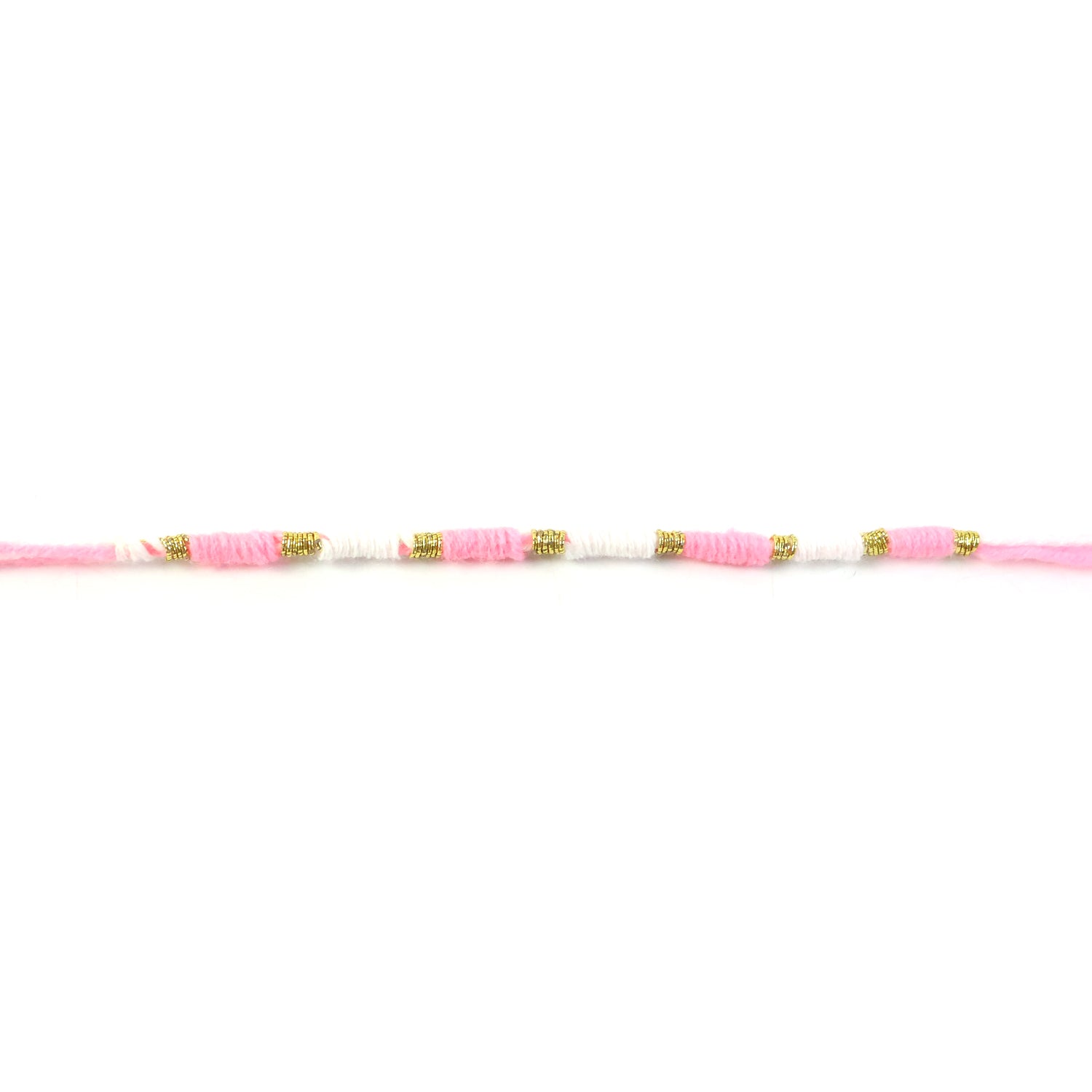 Pink & White Thread Rakhi Elegant Traditional Beaded Design - Back View