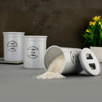 Airtight Food Containers 3 Pc Tea Coffee Sugar Set | Tidy Table - Back View