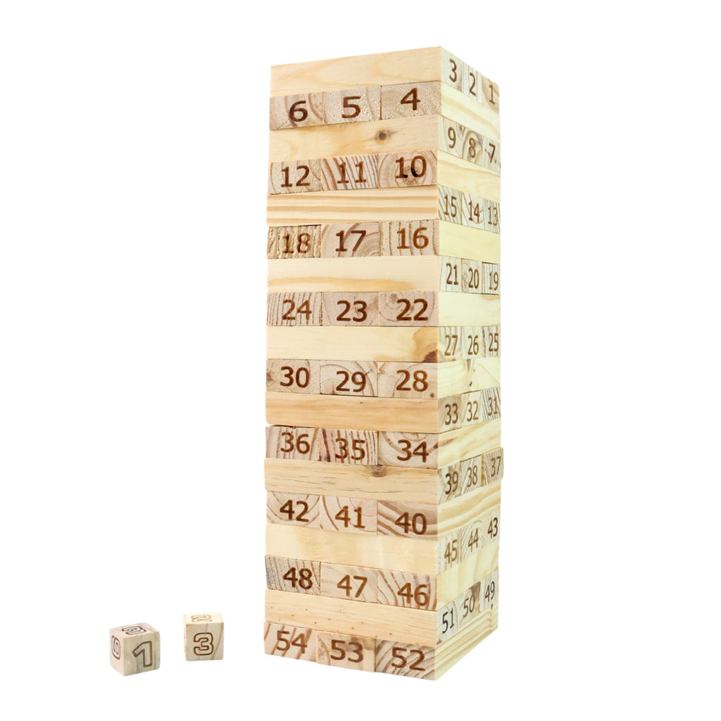 ALVENZA Numbered Wooden Tumbling Tower – Classic Stacking Game Fun