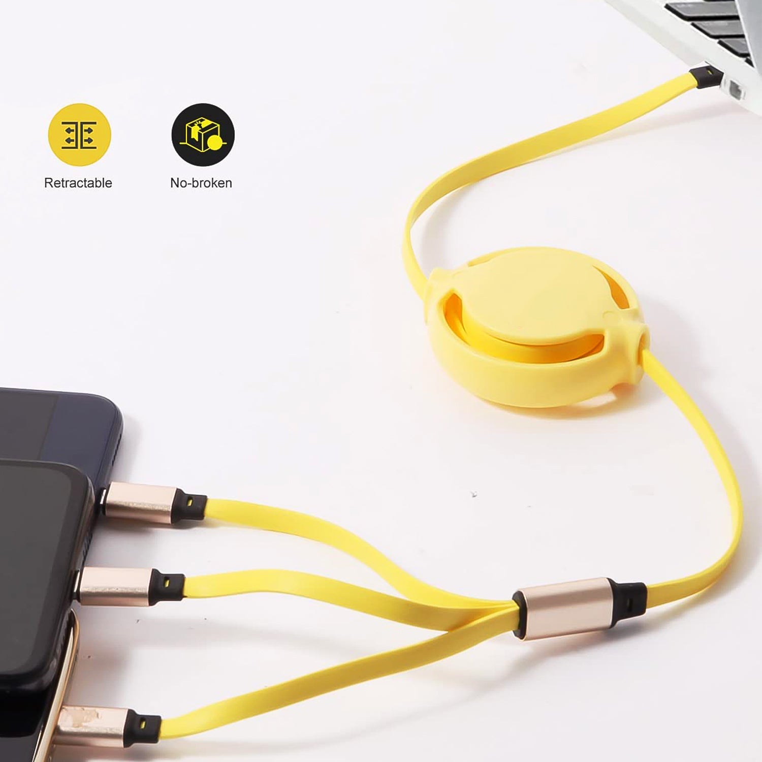 ALVENZA Retractable Charging Cable – 3-in-1 Universal Type C Micro USB | Indo Glow