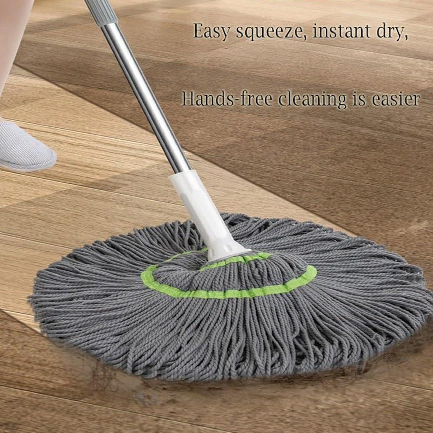 ALVENZA Self Wringing Mop – Stainless Steel Handle for Easy Floor Cleaning