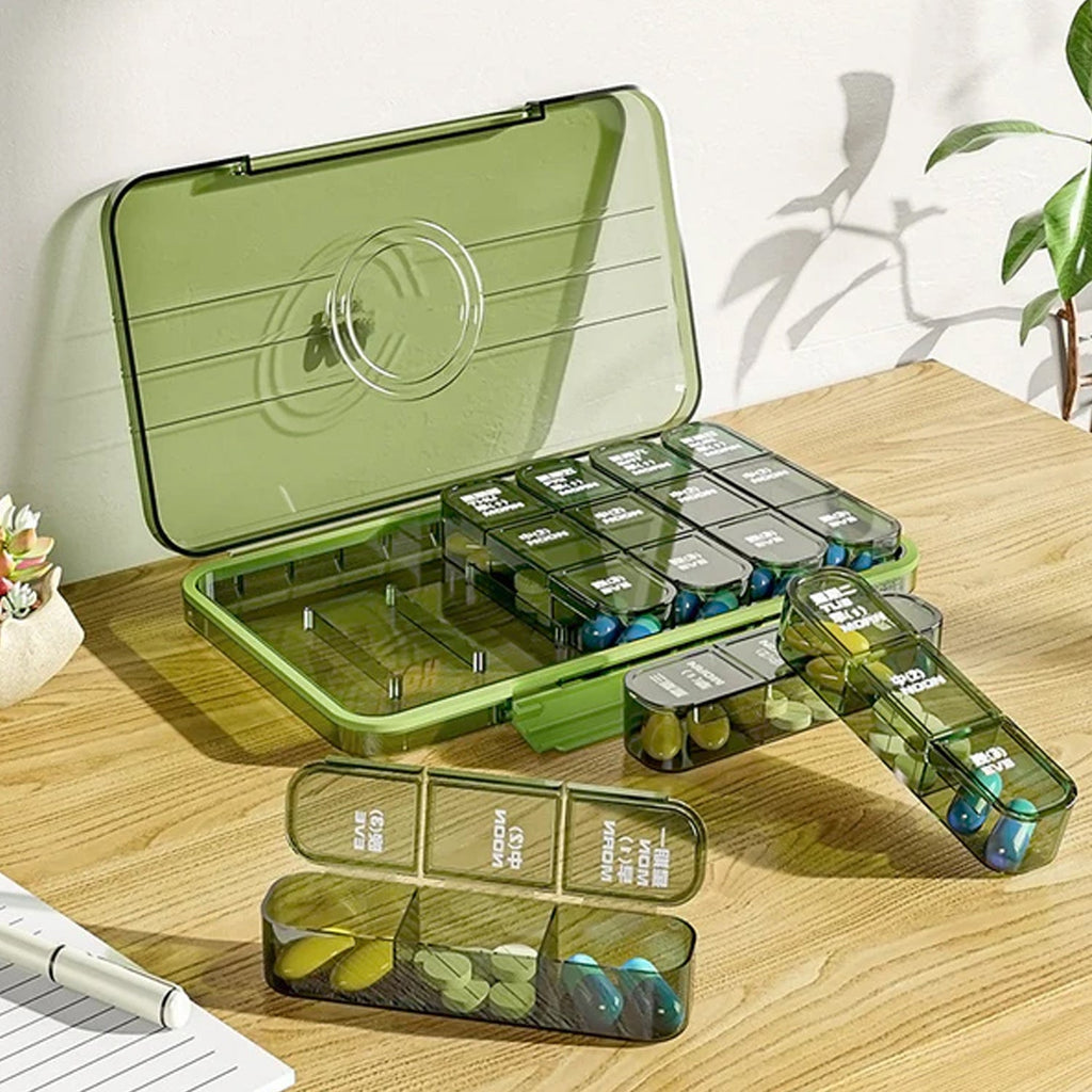 Weekly Pill Organiser – 21-Grid Daily Medication Box | Organivo