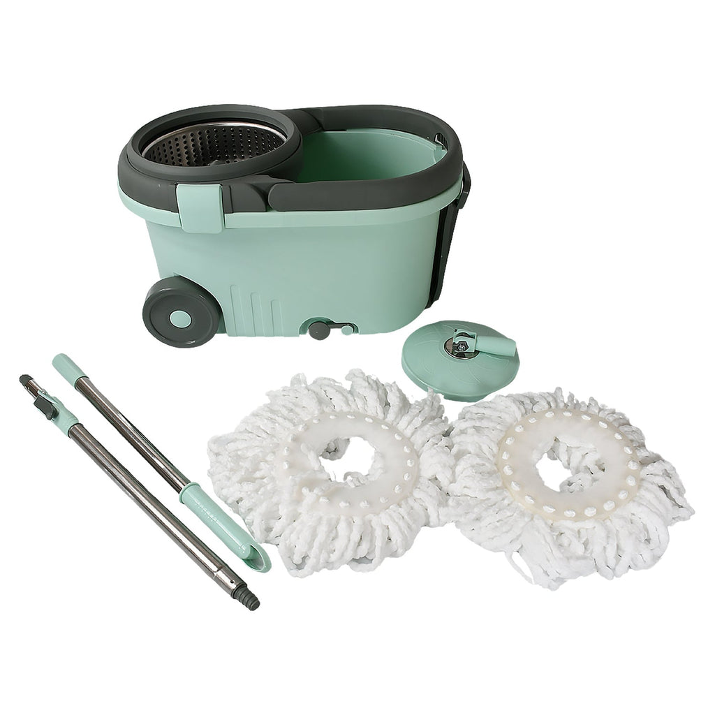 ALVENZA Spin Mop with Bucket – Steel Spin & Microfiber Heads | Ganesh