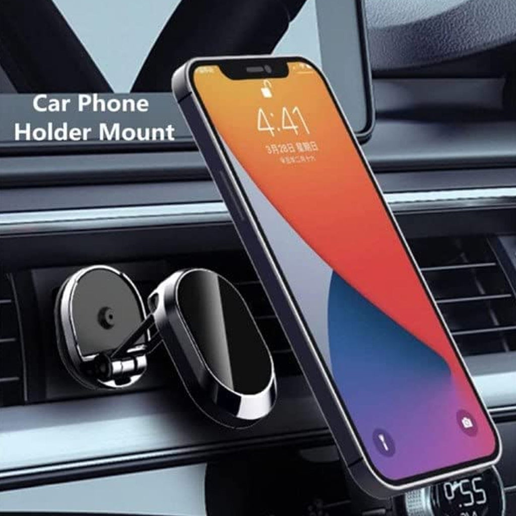 ALVENZA Magnetic Car Phone Holder – 360° Rotating Metal Mount | Deodap