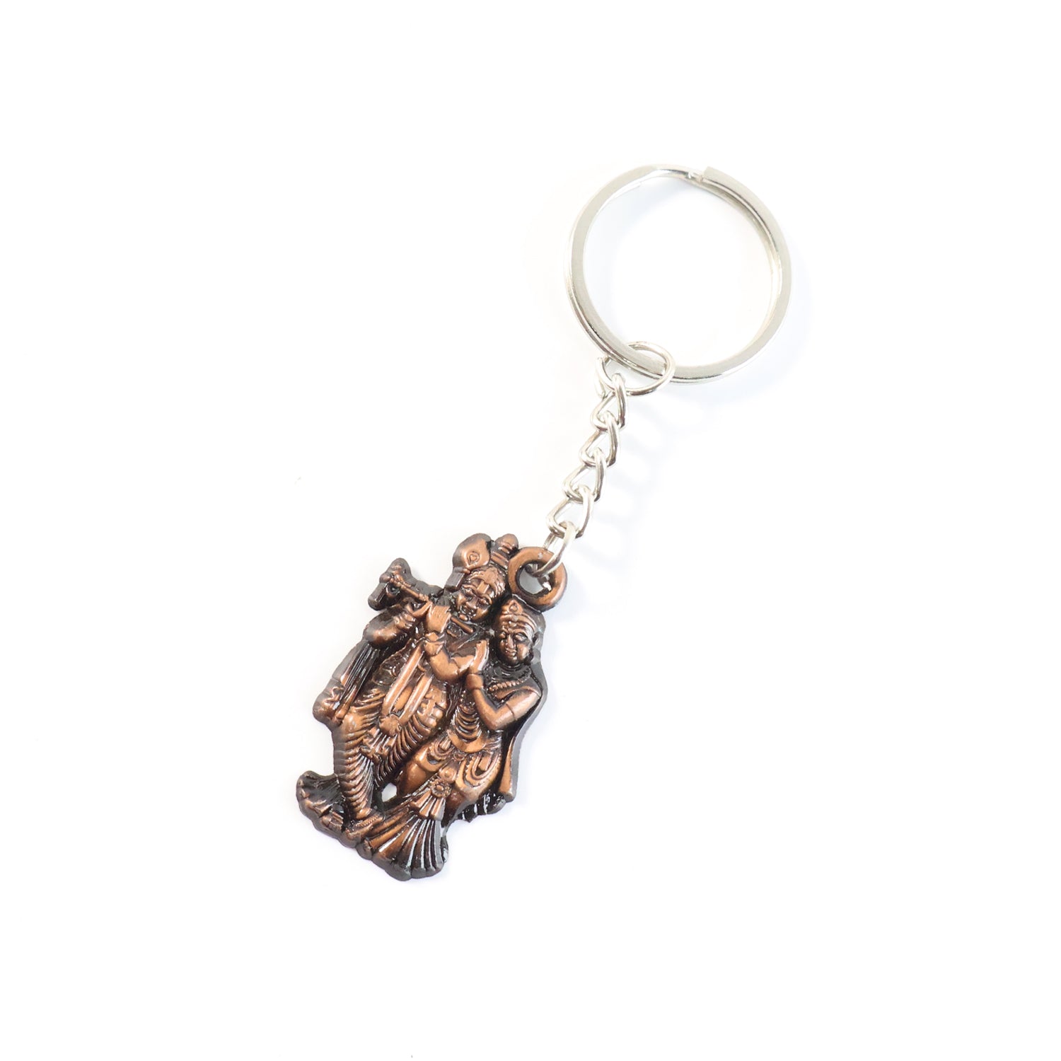 ALVENZA Radha Krishna Metal Keychain Set – Durable Spiritual Key Rings (2 Pc)