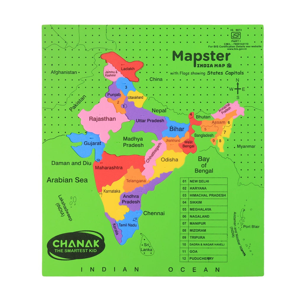 ALVENZA India Map Puzzle – Educational EVA Foam Game for Kids