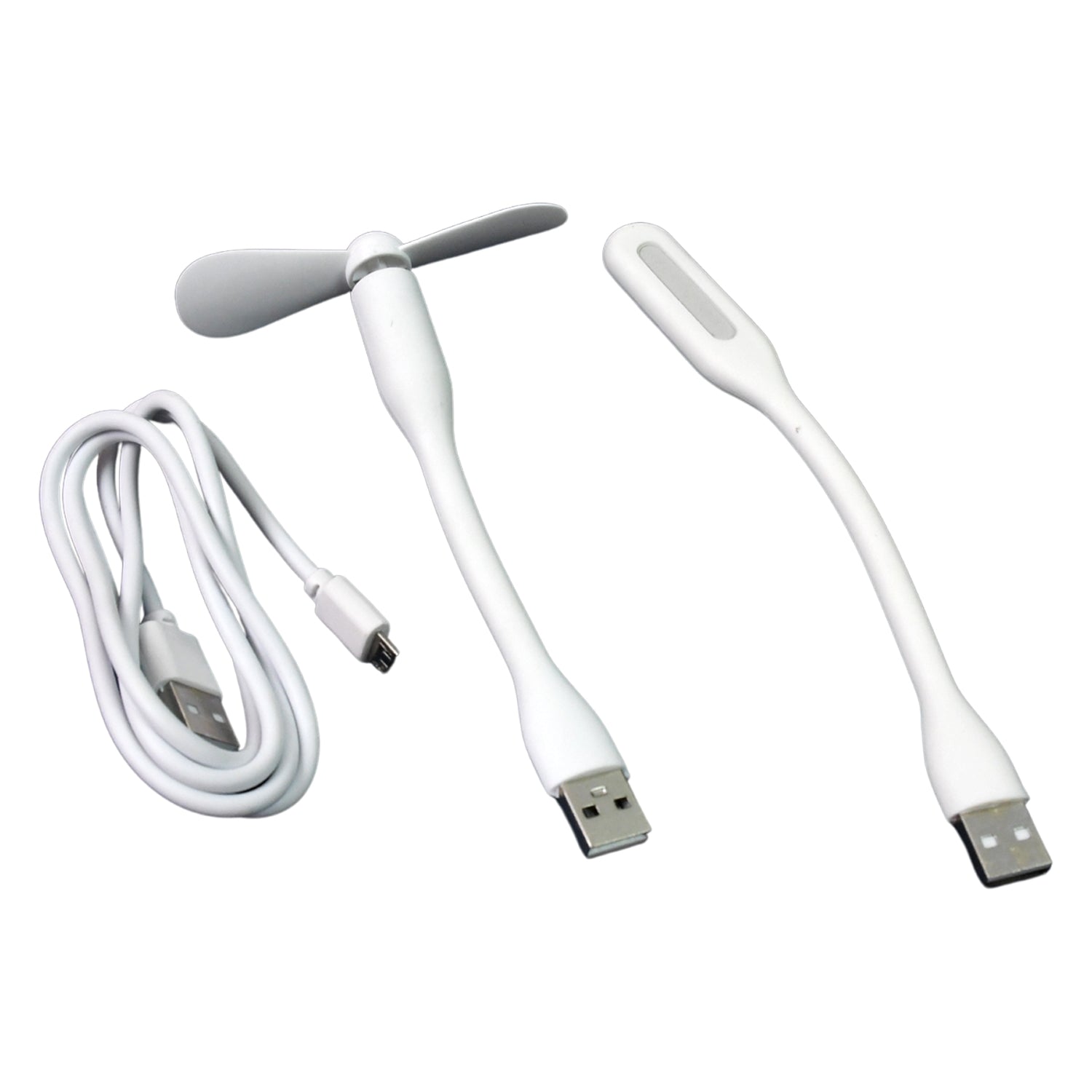 Portable USB Fan Set Mini Fan, LED Light & Cable
