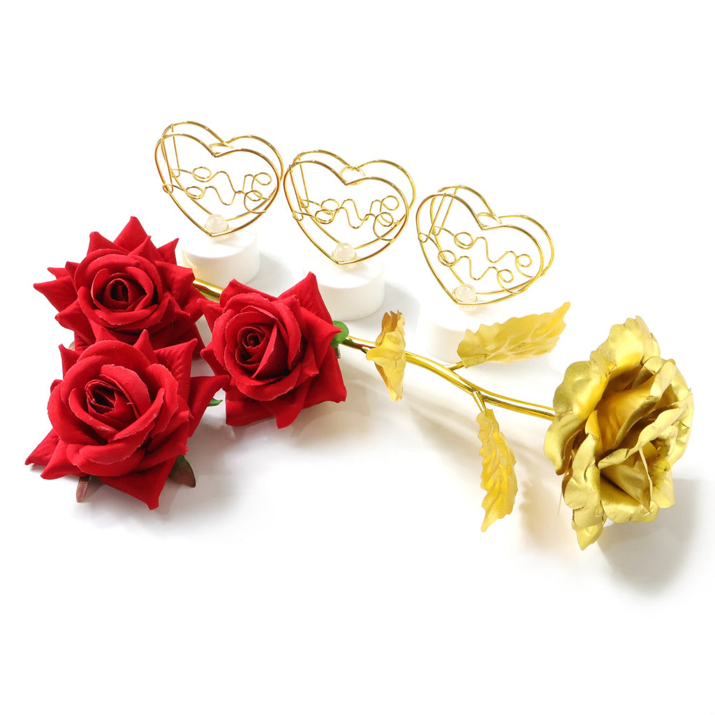 ALVENZA Romantic Heart Love Table Decor – Elegant Rose Gift Set