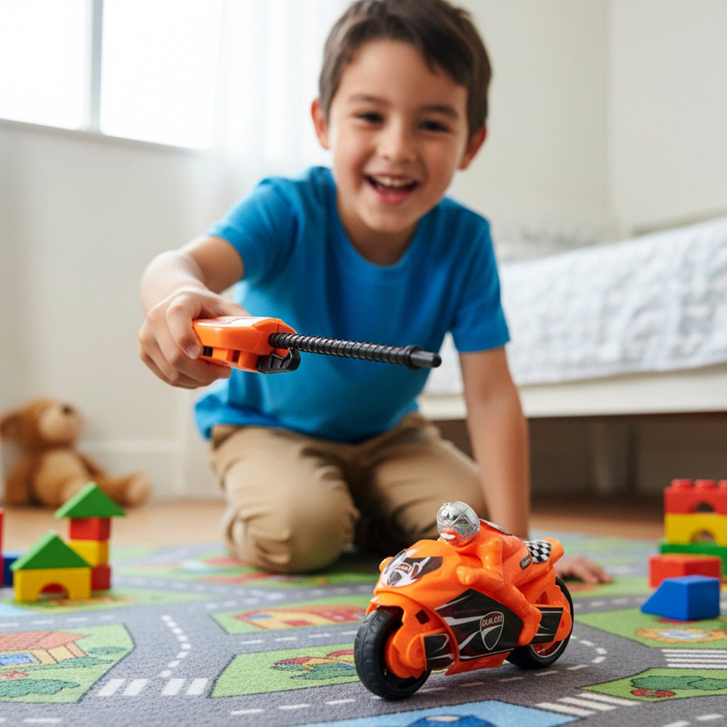 ALVENZA Launcher Racing Bike Toy for Kids – Manual Pull High-Speed Fun